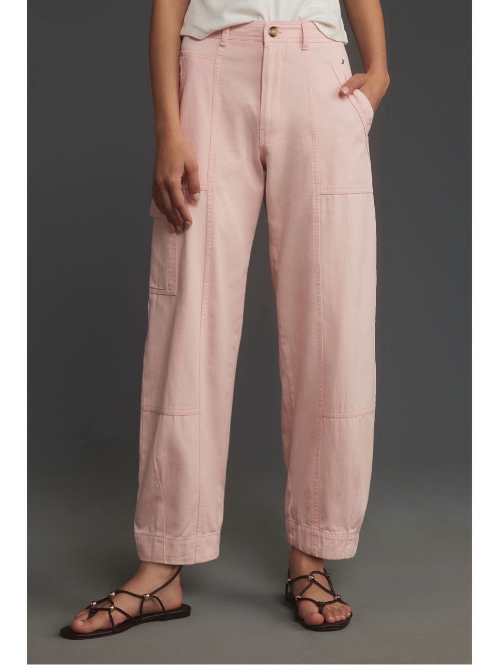 Anthropologie Carson Barrel Cargo Utility Pants High Rise Pink Cotton 6